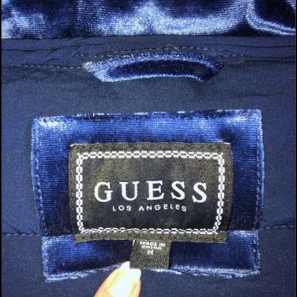 Guess Marciano MEDIUM cobalt bluewinter coat velvet velour - Picture 6 of 6